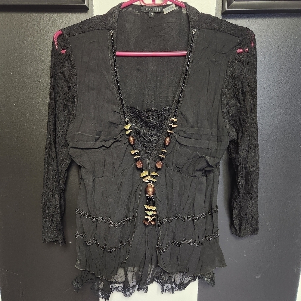 Layer tribal style lace top